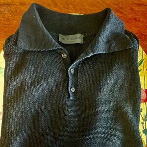 Iris Von Arnim UOMO Authentic Black Polo 100% Linen Mens Size Medium